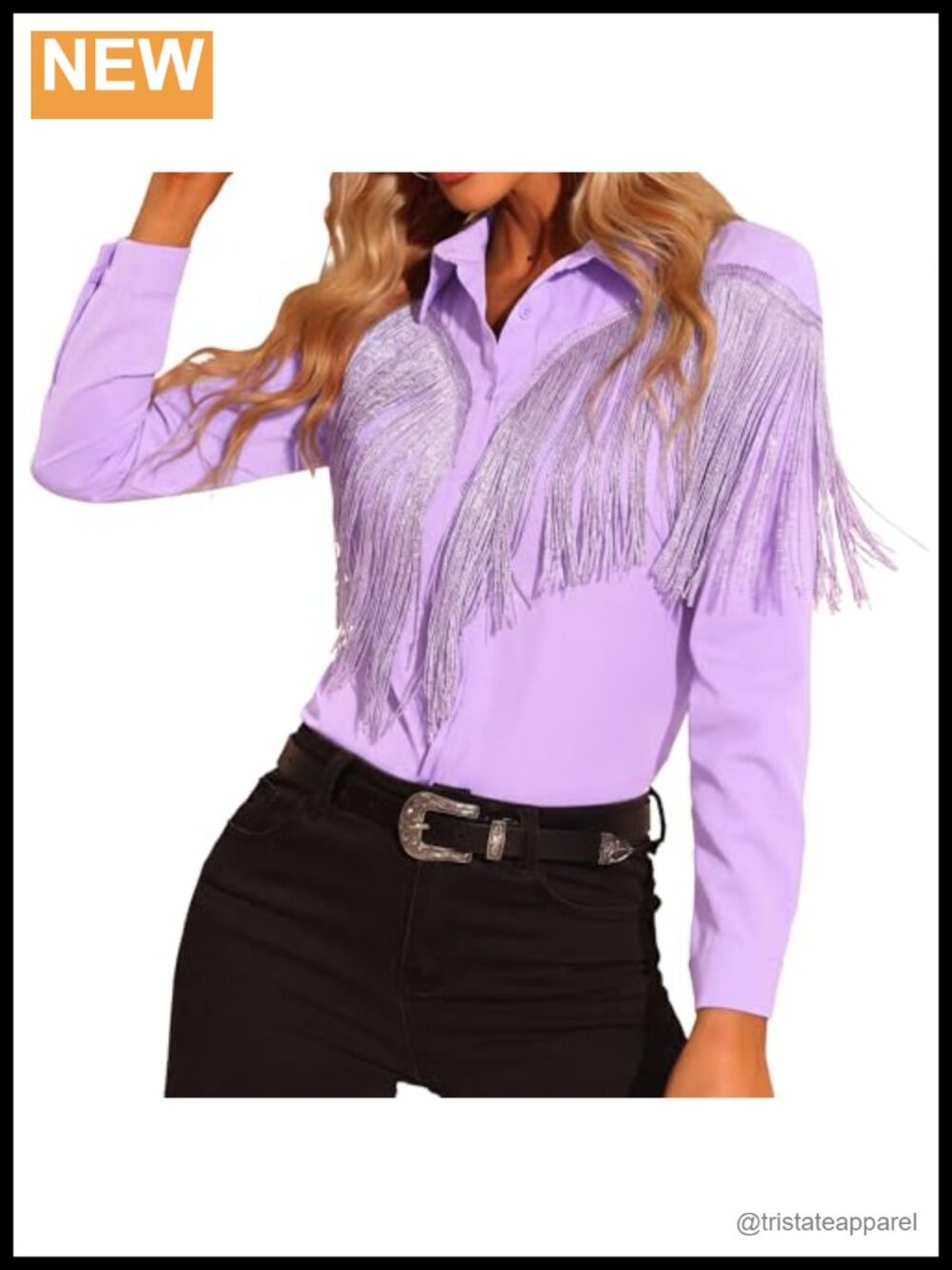 Western Fringe Blouse Cowgirl Button Shirt